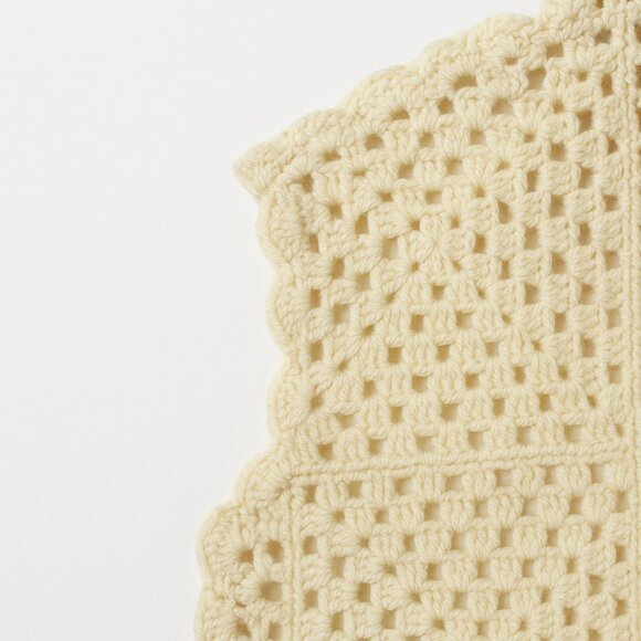 Charabia Crochet Fringe Sweater Vest Size 2 – Cream Boho Toddler Knitwear - Picture 5 of 9